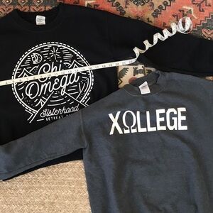 TWO Chi Omega Sorority Sweaters